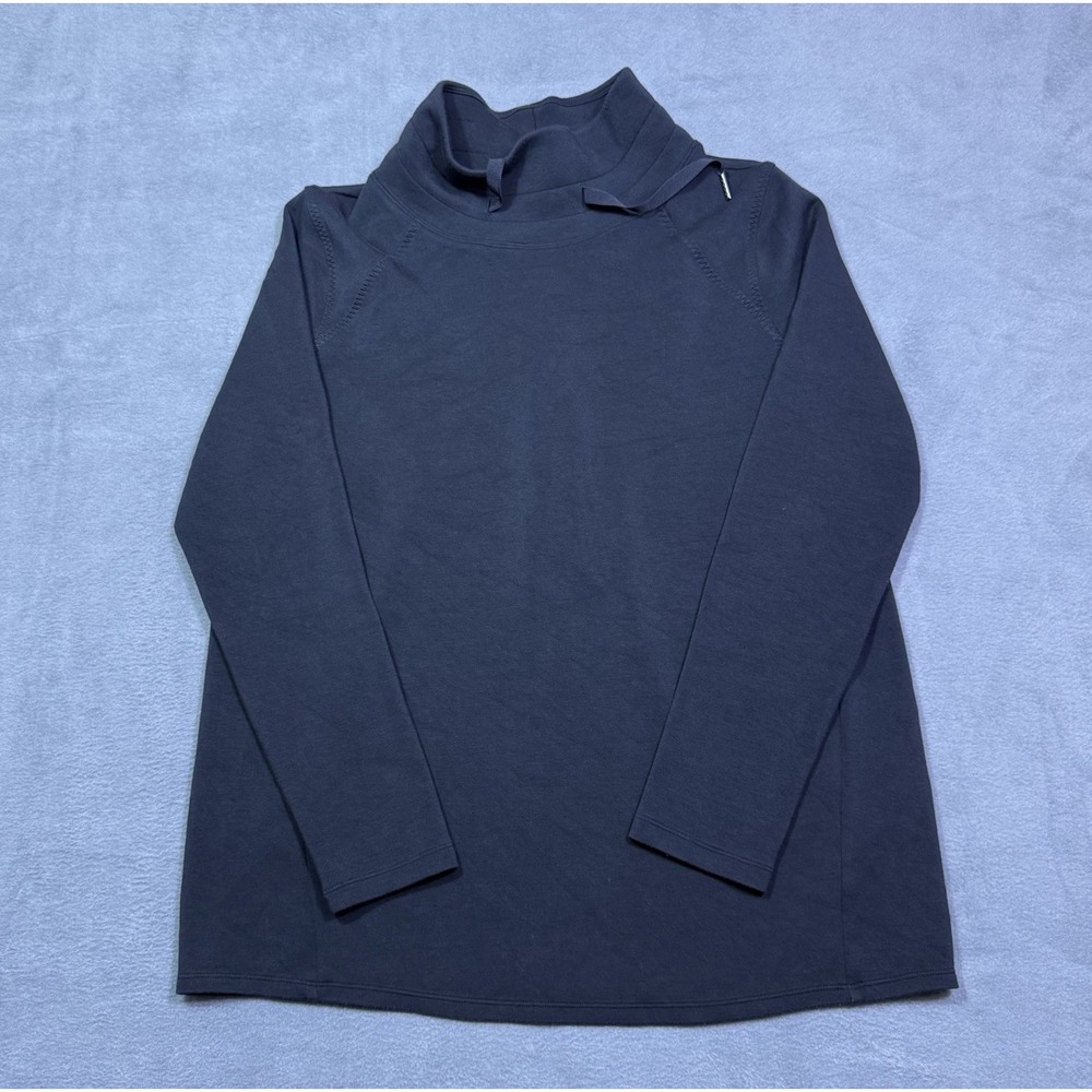 SPANX Funnel Neck Tunic Pullover Womens L Air Essentials Black Stretch Boho Yoga